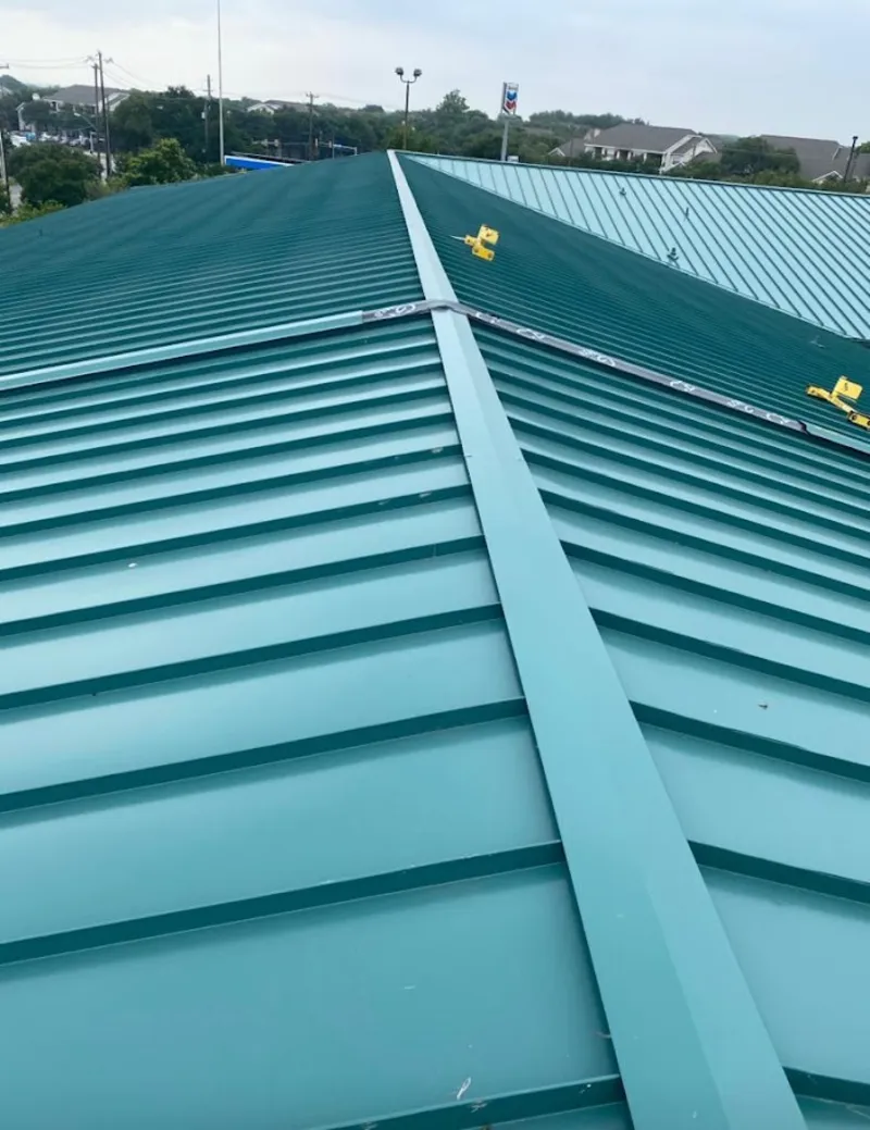Green commercial metal roof ridge and valley for Metal Roof Repair in Upper Sandusky